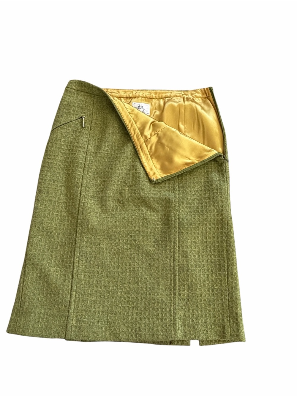 Vtg Milly of New York Olive Green A-Line Wool Blend Skirt Size 4 - Picture 5 of 7